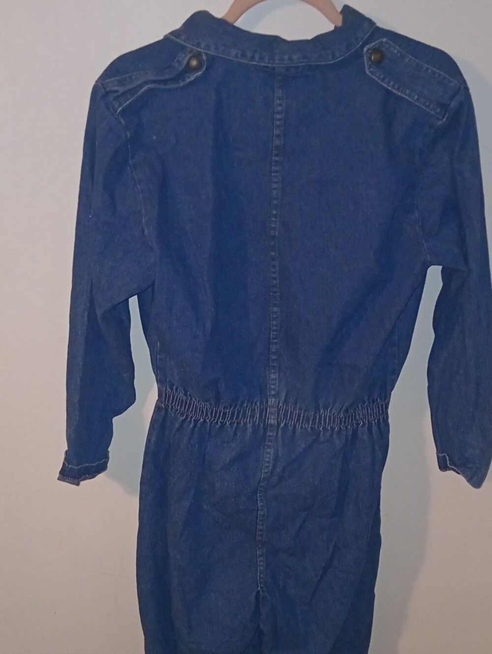 Next Step Denim Button-Front Women’s Jumpsuit with Elastic Waist - Blue - Picture 5 of 8
